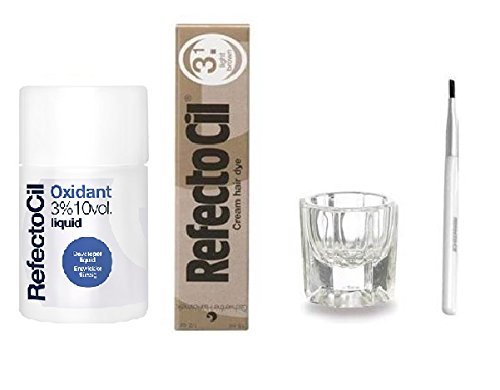 Refectocil Bundle; Liquid Oxidant 3%, Brush, Mixing Jar & Color Tint 15ml - LIGHT BROWN
