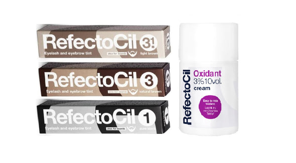 Refectocil Kit : Cream Oxidant 3% + Natural Brown, Pure Black, Light Brown Cream Hair Dye