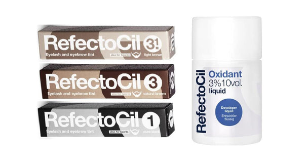Refectocil Kit : Liquid Oxidant 3% + Natural Brown, Pure Black, Light Brown Cream Hair Dye